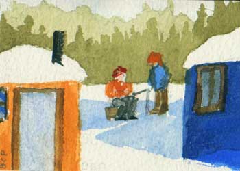 "Friends On The Ice" by Barbara Pratt, Rhinelander WI - Watercolor